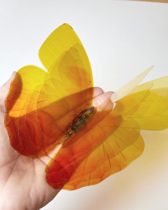 3D Yellowstone decorative butterfly - wall accents - Giant yellow & orange butterfly for  wedding decorations