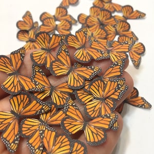 Monarque en micro papier réaliste, artisanat découpé en forme de papillon monarque, papillons imprimés en carton, miniature de maison de poupée