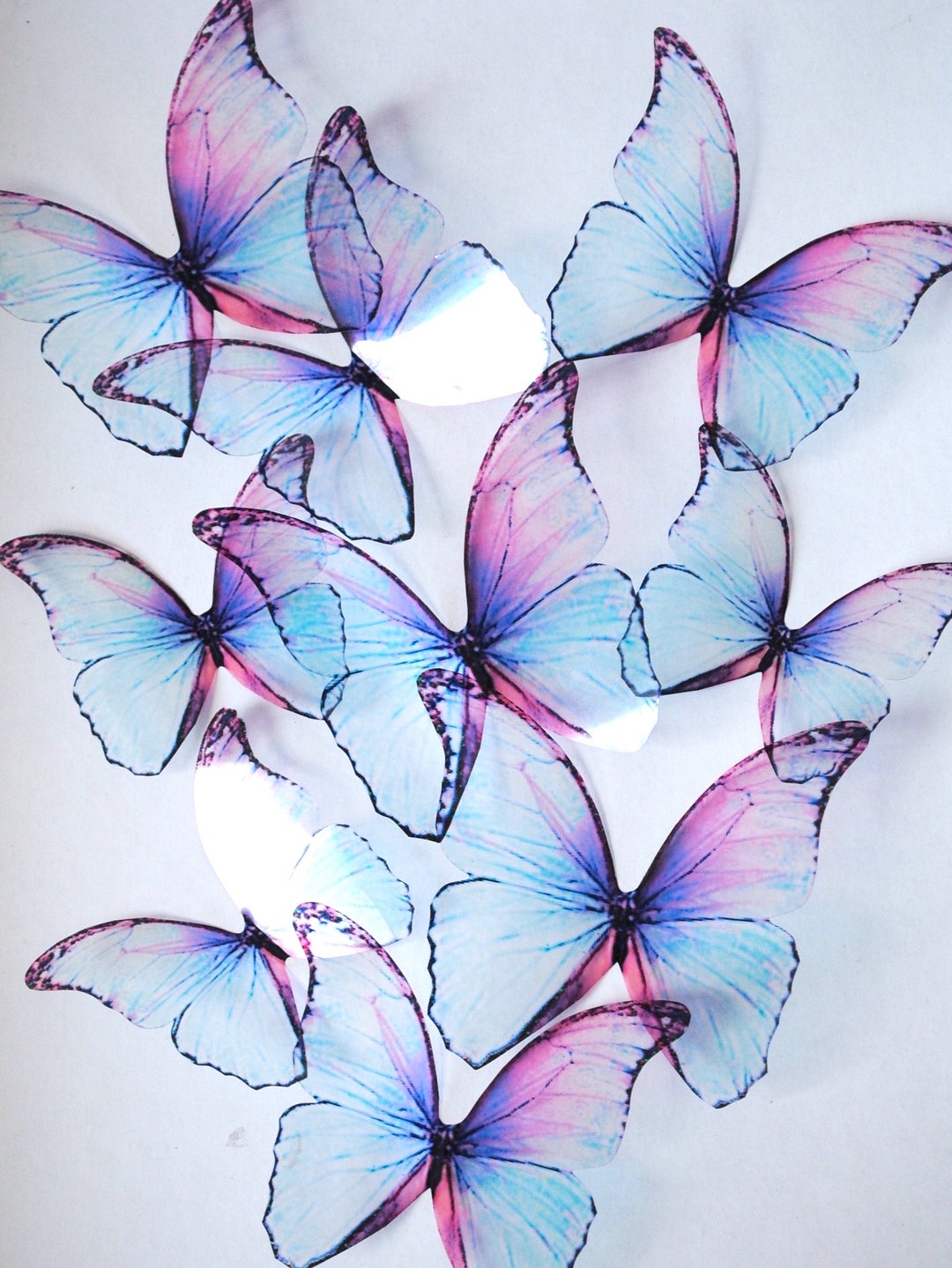 Frozen Blue Butterflies 3D Blue Transparent Butterfly Purple Blue Butterfly  Blue Wall Art Butterfly 3D Frozen Butterfly Wall Decor 