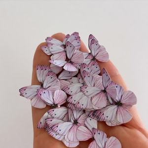 3D Miniature Dusty Lavender Butterflies , Micro Printed cardstock butterflies , butterfly cut outs craft , Doll house accessories , Uniqdots