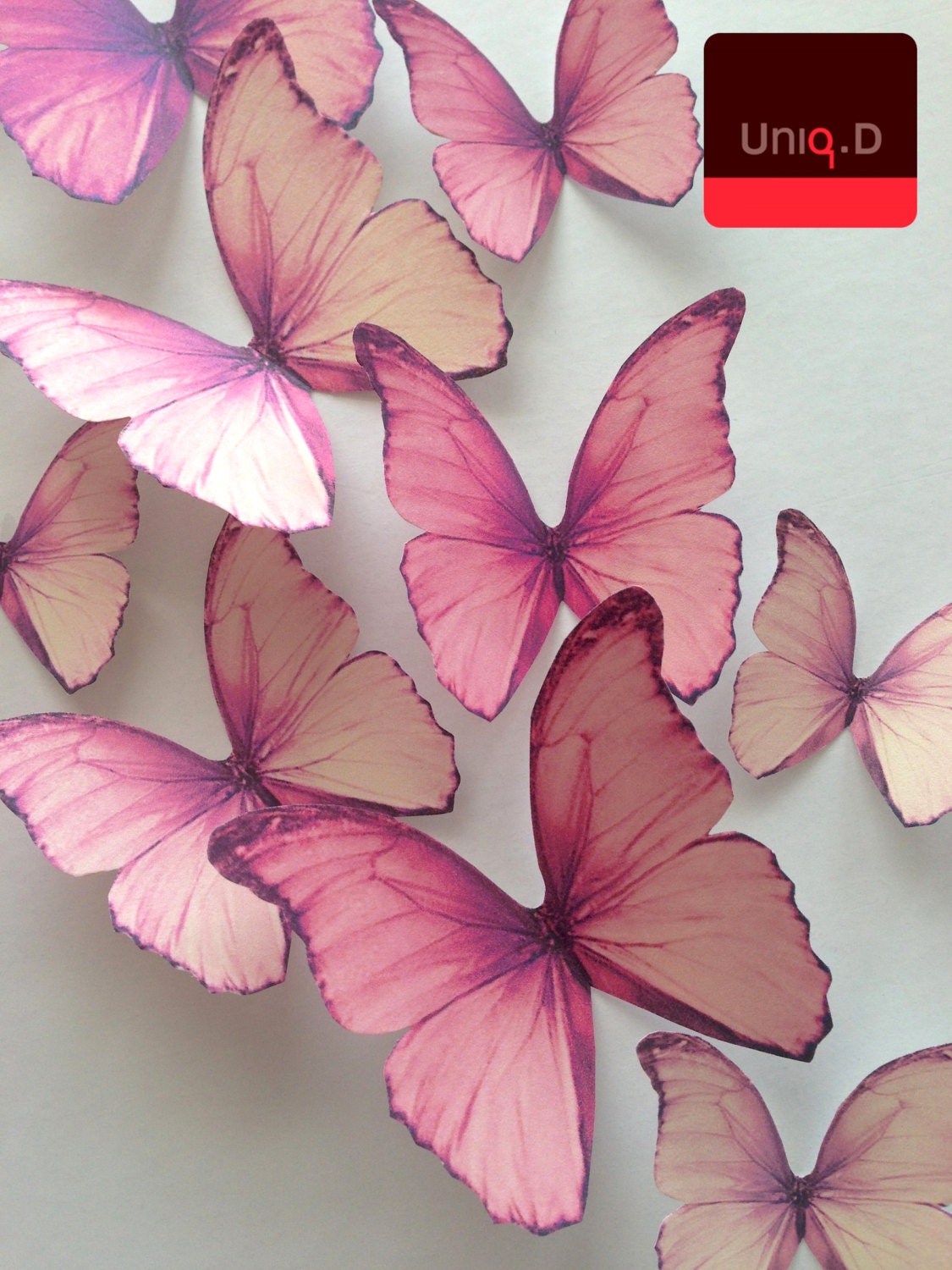 Nursery Decoration 3d Pink Decorative Butterflies Wall Etsy