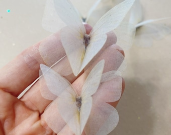 Papillons en organza de soie NATURELLE BLANCHE - épingles à cheveux de mariée - accessoires de mariée - épingles à cheveux de demoiselle d'honneur - uniqdots - papillons en tissu 3D