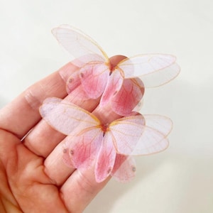 PINK BLUSH silk organza butterfly - BRIDAL hair pin - Peach bridal accessory - pink blush bridesmaid bobby pin - 3D organza butterfly