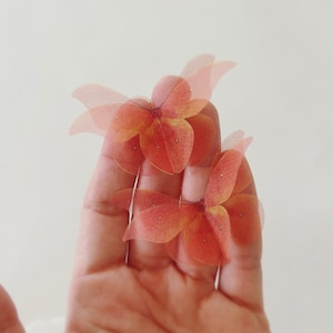 Blush Peach Coral silk butterflies - realistic silk organza butterflies - Peach Coral Silk Butterflies - 3D fabric butterfly - Uniqdots