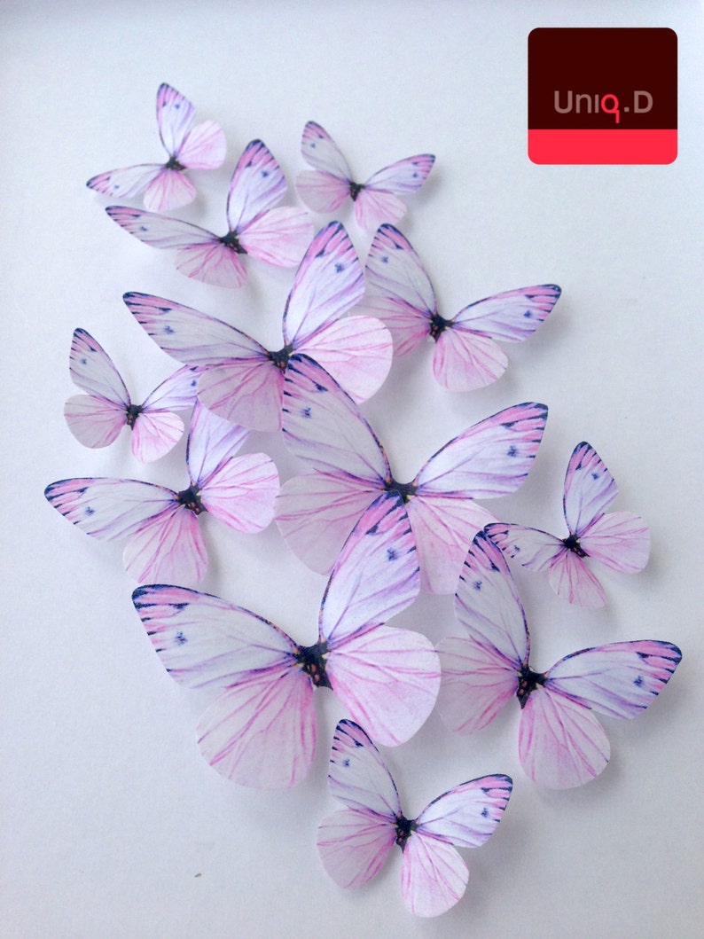 Purple edible butterflies wedding cake decoration lavender Etsy