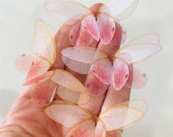 PINK BLUSH silk organza butterfly - BRIDAL hair pin - Peach bridal accessory - pink blush bridesmaid bobby pin - 3D organza butterfly