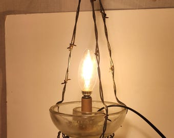 Hanging Glass Insulator Barbed Wire Frame Light
