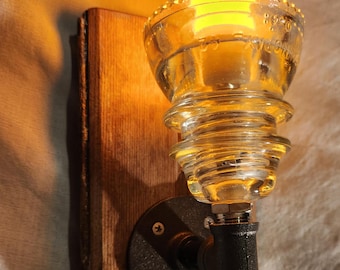 Upright Antique Insulator Glass Sconce Candle Light