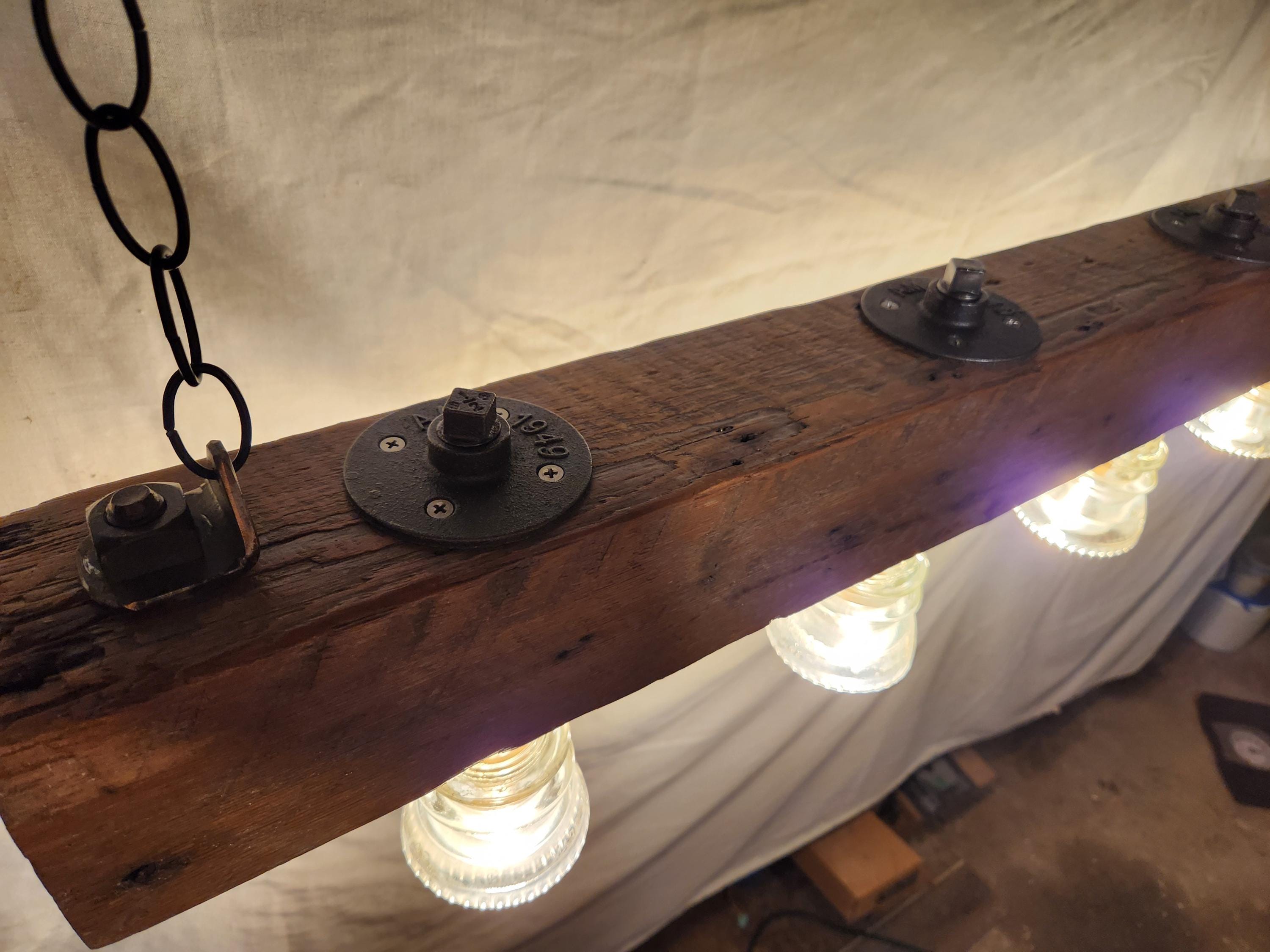 Antique Clear Glass Insulator 4 Light Fixture on Reclaimed Barn Wood ...