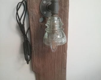 Wall Sconce Light with Antique Clear Glass Insulator