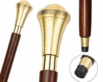 Handgefertigte Gehstock aus Holz mit Messinggriff, Stilvolle Unterstützung.