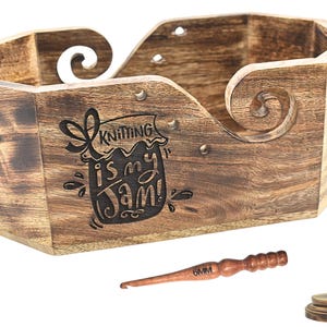 Handcrafted Wooden Yarn Bowl – Tangle-Free Yarn Organizer for Knitting & Crochet, Handcrafted Free for Knitting and Crochet