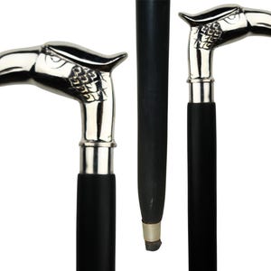 Wooden Walking Cane with Black & Silver Brass Handle – Handcrafted Walking Stick for Men, Women, Stylish Mobility Aid for Seniors