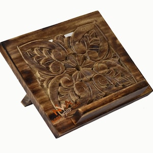 Support de livre en bois - Support de lecture réglable pour le Coran, la Bible, les livres de cuisine et les manuels scolaires | Repose-livre en bois fait main pour bureau et cuisine
