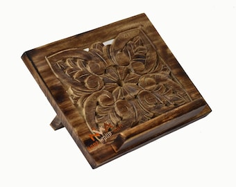 Soporte de libros de madera hecho a mano, ajustable para libros de cocina, Corán y Biblia.