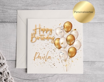 Tarjeta de cumpleaños personalizada con nombre | Tarjeta de cumpleaños | Tarjeta de felicitación de cumpleaños individual con sobre