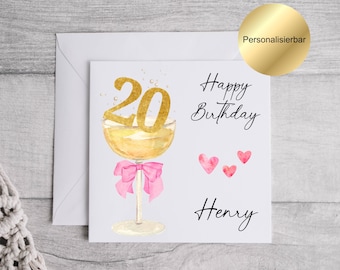 Personalized 20th birthday card with name | 20th birthday card | 20th birthday greeting card | Birthday gift