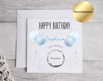 Tarjeta de cumpleaños personalizada con pegatina para rascar, tarjeta de cumpleaños con raspado, tarjeta sorpresa con texto personalizado, regalo para tu ser querido