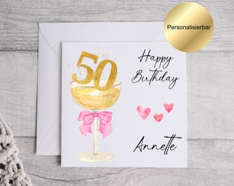 Personalized 50th birthday card with name | 50th birthday card | 50th birthday greeting card | Birthday gift