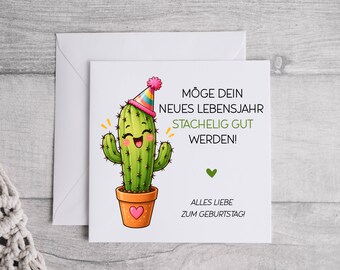 Funny cactus birthday card | Humorous birthday card | Birthday card for women & men | Girlfriend/Boyfriend | Original greeting card