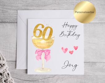 Personalized 60th birthday card with name | 60th birthday card | 60th birthday greeting card | Birthday gift