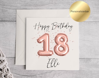 Personalized 18th birthday card | 18th birthday greeting card | Birthday card with name & envelope