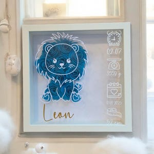 Personalisierter Bilderrahmen zur Geburt – Geschenk für Jungen mit Name & Geburtsdaten | Taufgeschenk und Wanddeko fürs Kinderzimmer