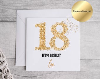 Personalized 18th birthday card | 18th birthday greeting card | Birthday card with name & envelope