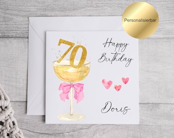 Personalized 70th birthday card with name | 70th birthday card | 70th birthday greeting card | Birthday gift