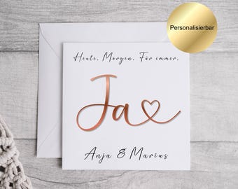 Tarjeta de boda personalizada, tarjeta de compromiso con nombres, tarjeta de felicitación de boda, regalo de compromiso, tarjeta de "Sí" para bodas