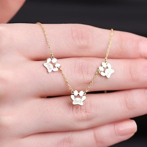 Personalisierte Pfotenabdruck Halskette, Personalisierte kleine Hundepfoten Halskette, Minimalistische Halskette, Tier Schmuck, Geschenk für Tierliebhaber