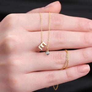 Collar con piedra de nacimiento inicial en 3D, collar con letra de burbuja de oro personalizado para ella, colgante 3D único hecho a mano, delicado collar 3D esponjoso para mujer