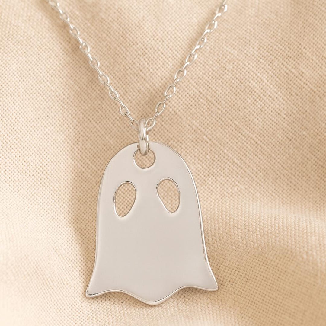 Ghost Pendant Necklace, Gold, Rose Gold Plated Sterling Silver Spooky ...