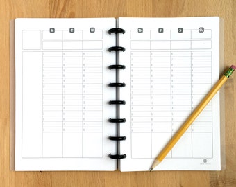 Weekly Timed Planner Pages - Organizer - Undated - Printed - Disc Bound Planner - Fits Circa, Arc, Junior-Half Page Size - 5.5"x8.5