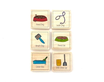 Pet Care Magnet Set of 6 - Pet Care - Chore Magnets - Magnetic Chore Chart Magnets - Command Center Magnets