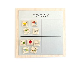 Chore Chart - 9x9" 4 section - minimalist font style magnetic to do list/custom chore board for kids, teens, adults - chore magnets optional