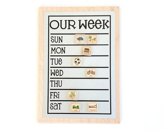 Weekly Calendar - 9x13" fun font style magnetic weekly schedule, calendar, to do list, chore board - calendar magnets optional