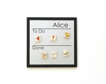 chore chart husband and wife Chore Chart - 9x9 personalized magnetic to do list - minimalist chore board for kids or adults - chore magnets optional - simple font style