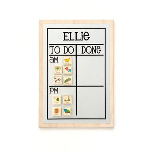 AM/PM Chore Chart - 9x13" playful font style, personalized magnetic to do list/chore board for kids, teens, adults - chore magnets optional
