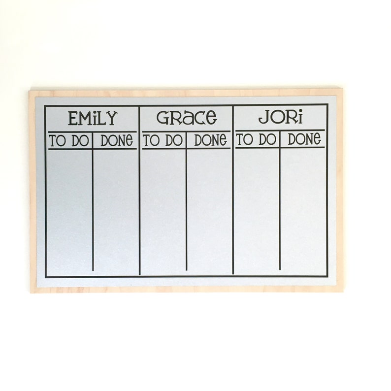 3 Section Chore Chart 20x13 playful font style, personalized magnetic chore board with 2-3 names for kids or adults magnets optional Natural Wood