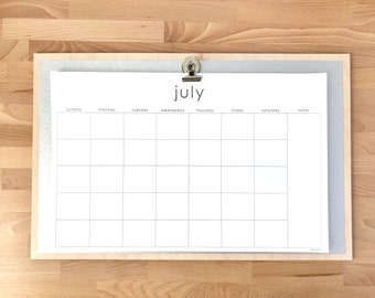 Printable 11x17 Monthly Calendar - Instant Printable - Simple Font - Undated - Perpetual, Wall Calendar, Desk Calendar