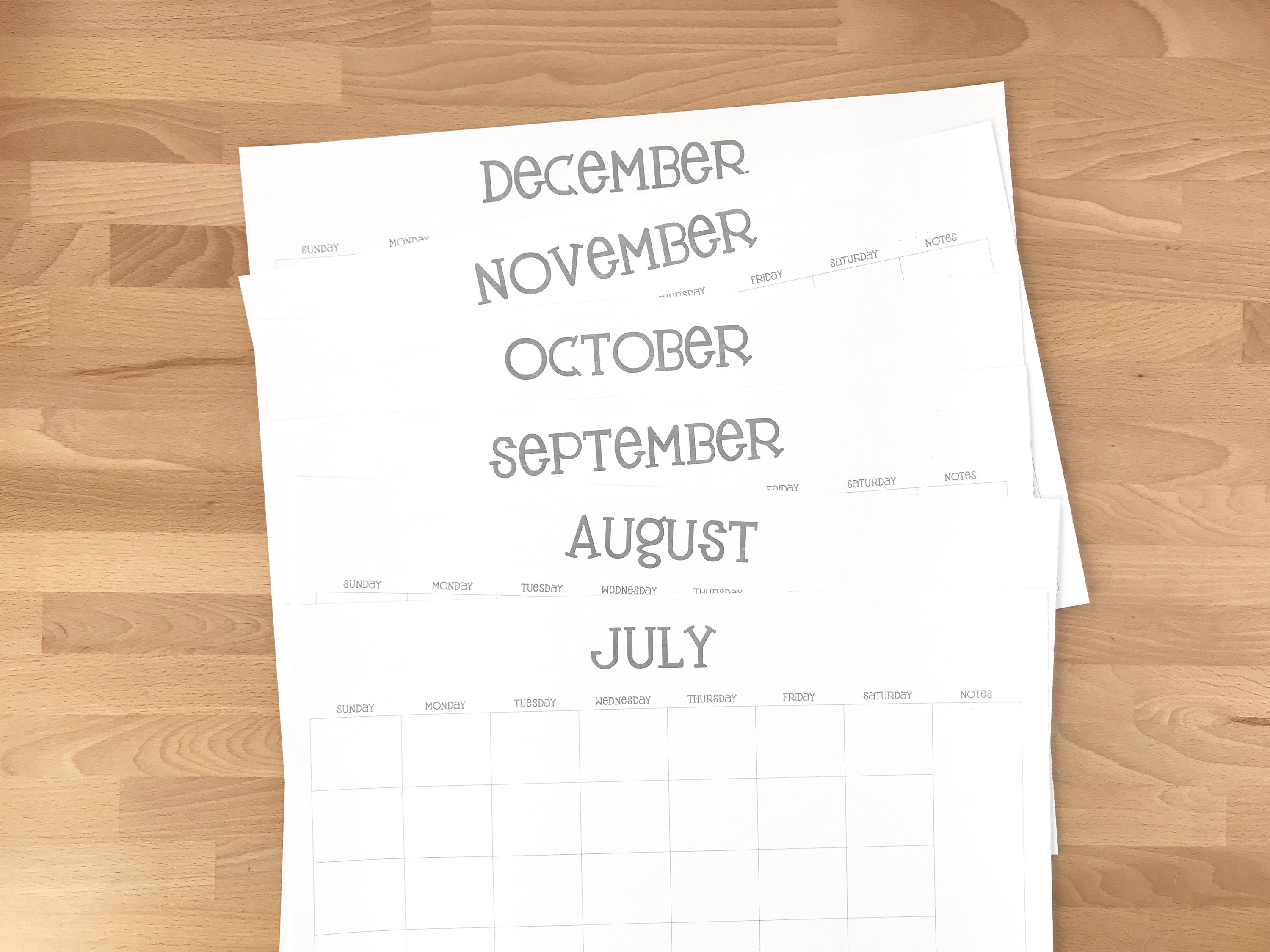 Printable 11x17 Monthly Calendar - Instant Printable - Fun Font ...
