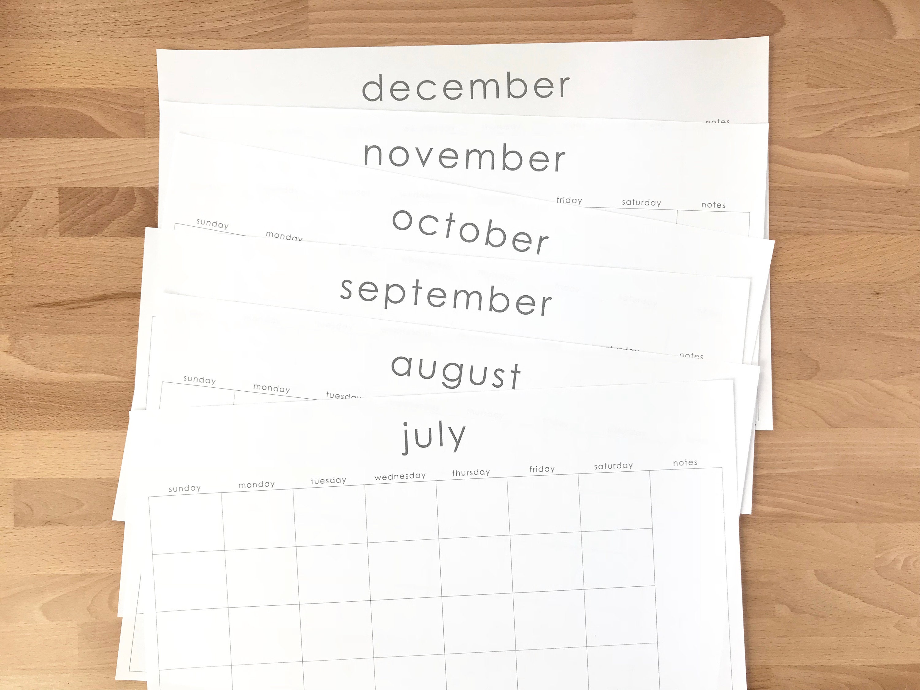 Printable 11x17 Monthly Calendar - Instant Printable - Simple Font ...