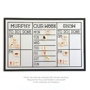 3 Section Chore Chart 20x13 playful font style, personalized magnetic chore board with 2-3 names for kids or adults magnets optional image 8