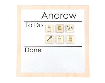 Chore Chart - 9x9" simple font style personalized magnetic to do list/custom chore board for kids, teens, adults - chore magnets optional