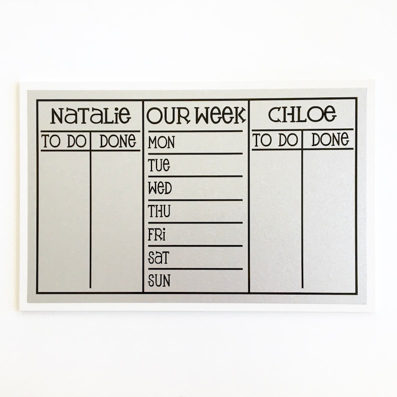 3 Section Chore Chart 20x13 playful font style, personalized magnetic chore board with 2-3 names for kids or adults magnets optional White