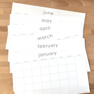 Printable 11x17 Monthly Calendar - Instant Printable - Simple Font ...