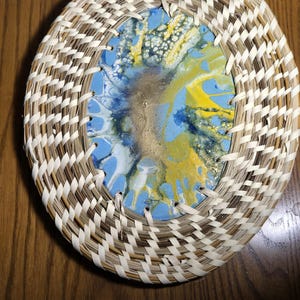 Charleston  sweetgrass  wall hanging  with pour painting