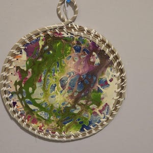 Charleston  sweetgrass  wall hanging  with pour painting