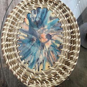 Charleston  sweetgrass  wall hanging  with pour painting